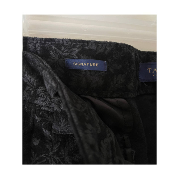 Talbots Womens Petites 14P Straight Leg Black Pants Suede Floral Print - Picture 4 of 9